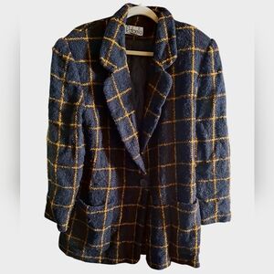 Rafaella Blazer 14 Vintage Jacket  Wool Black Gold Window Pane Rn 62018 CoatDim